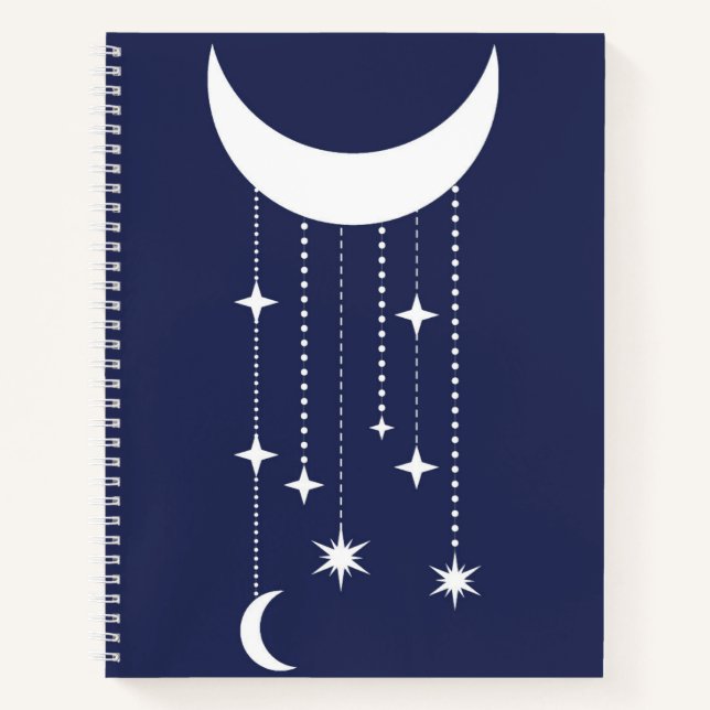 Cuaderno Moon and stars púrpura perlas de cielo nocturno (Anverso)