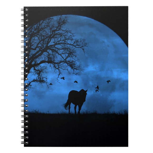 Cuaderno Moon azul de caballo místico (Frente)