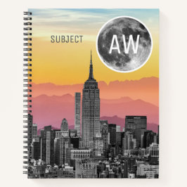 Cuaderno Moon Monogramada del sueño de Nueva York