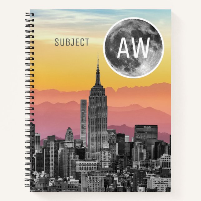 Cuaderno Moon Monogramada del sueño de Nueva York (Anverso)