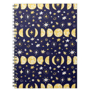 Cuaderno Moon Phases Stars Vintage Background