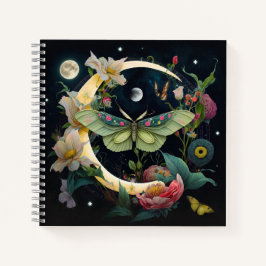 Cuaderno Moon y flores de la luna de miel de estilo bohemio