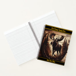 Cuaderno Moose de madera oscura sobre un fondo rústico