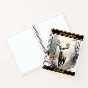 Cuaderno Moose en un bosque nevado