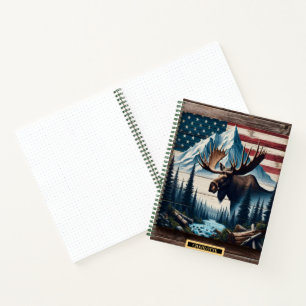Cuaderno Moose en una pacífica escena montañosa