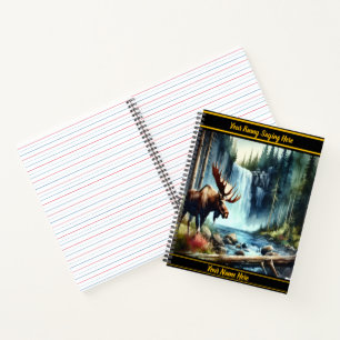 Cuaderno Moose por una cascada otoñal