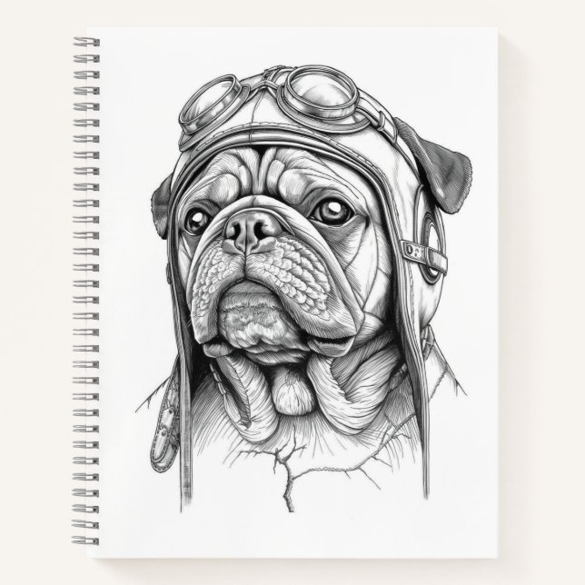 Cuaderno Mops / Pug Marble Statue Antique Style Notebook (Anverso)