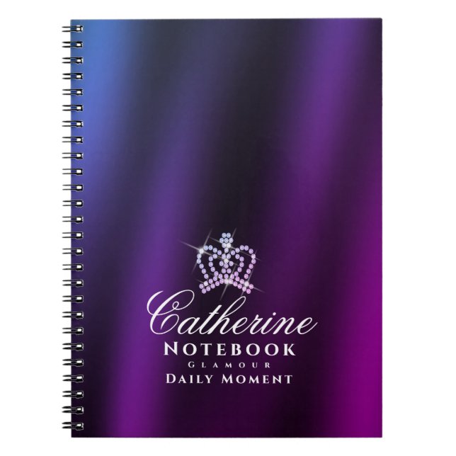 Cuaderno Morado azul de la corona brillante (Frente)