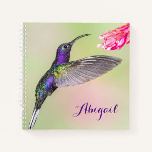 Cuaderno Morado Colibrí Hermoso Personalizado