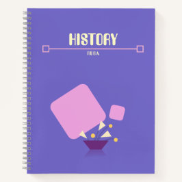 Cuaderno morado con flores geométricas amarillas
