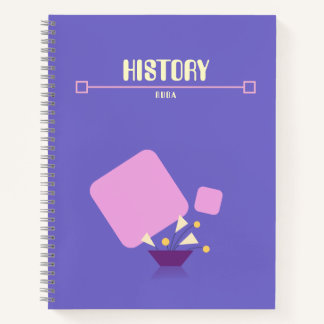 Cuaderno morado con flores geométricas amarillas