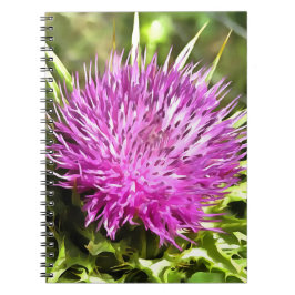 Cuaderno Morado Thistle Flor silvestre Arte floral