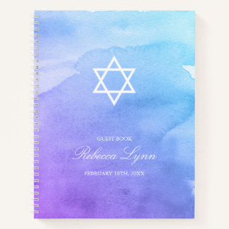 Cuaderno Morado Verde azulado Watercolor Bat Mitzvah Guest 