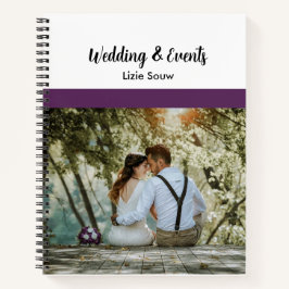 Cuaderno morado y blanco boda