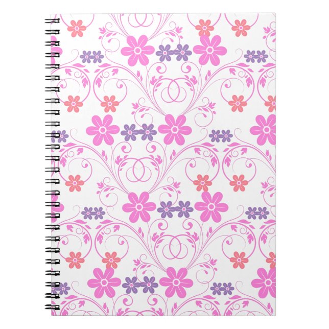 Cuaderno Morado y rosa floral moderna (Frente)