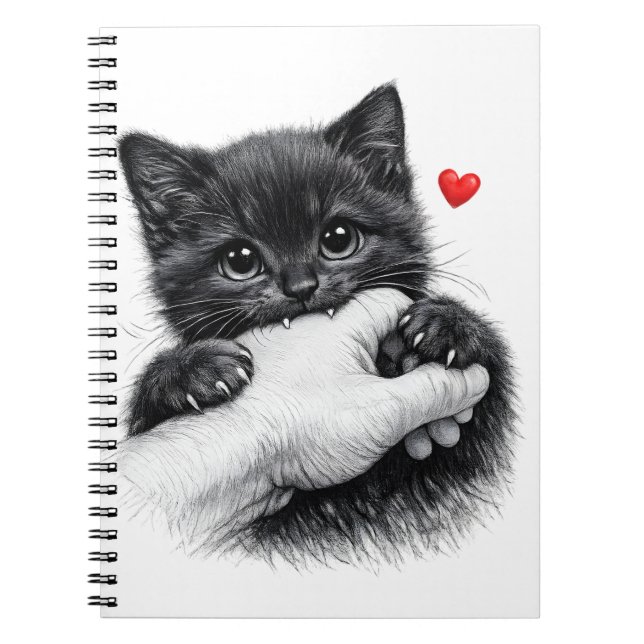 Cuaderno Mordisco de Amor de Gatito Negro Adorable (Frente)