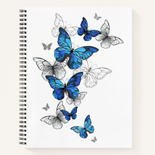 Cuaderno Morfo de las mariposas voladoras azules (Anverso)