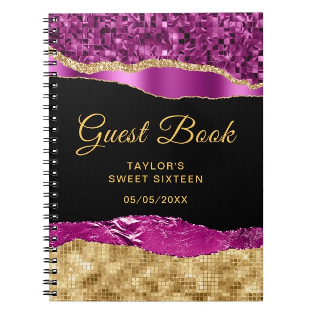 Cuaderno Morple Gold Glam Lágrimas Dulce Libro De Invitado (Frente)