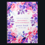Cuaderno Morple Watercolor Floral 90th Birthday Guest Book<br><div class="desc">Celebra en estilo con nuestro libro de invitados Bright and bold 90th Birthday Party,  con nuestro impresionante diseño floral de acuarela en morado. ¡Pida ahora y haz que tu sexagésimo cumpleaños sea memorable!</div>