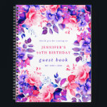 Cuaderno Morple Watercolor Floral 90th Birthday Guest Book<br><div class="desc">Celebra en estilo con nuestro libro de invitados Bright and bold 90th Birthday Party,  con nuestro impresionante diseño floral de acuarela en morado. ¡Pida ahora y haz que tu cumpleaños 90 sea memorable!</div>