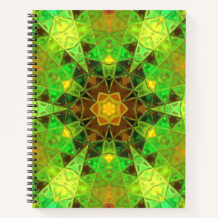 Cuaderno Mosaic Kaleidoscope Flor verde y Naranja
