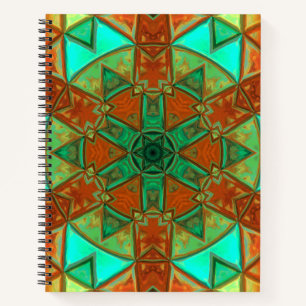Cuaderno Mosaic Kaleidoscope Flor verde y Naranja