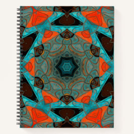 Cuaderno Mosaic Mandala Flor Azul y Naranja