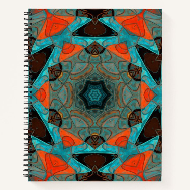 Cuaderno Mosaic Mandala Flor Azul y Naranja (Anverso)