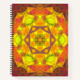 Cuaderno Mosaic Mandala Flor Naranja amarillo y morado