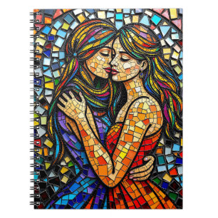 Cuaderno Mosaic Tile Style Ai Art Romantic Embrace