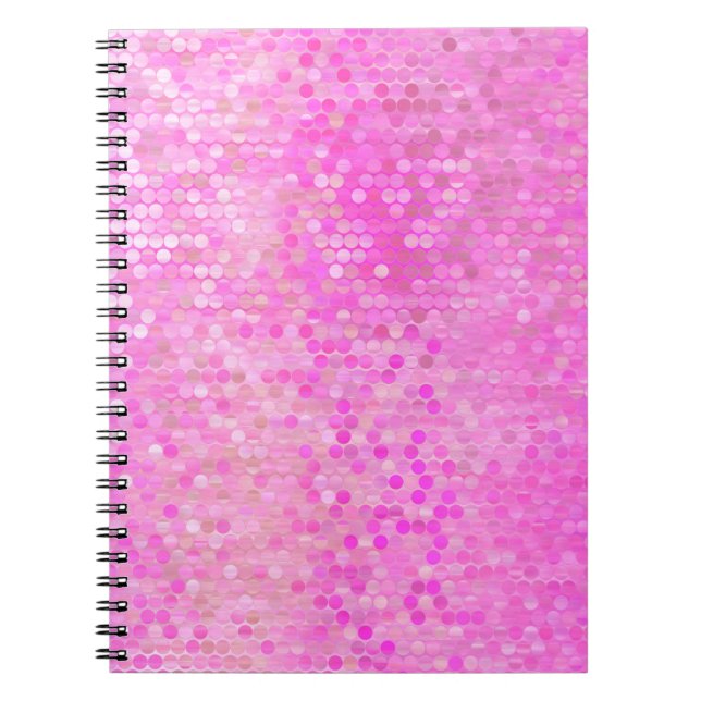 Cuaderno Mosaico abstracto brillante rosa con brillo (Frente)