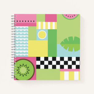 Cuaderno Mosaico amarillo verde rosa de la fruta de verano 