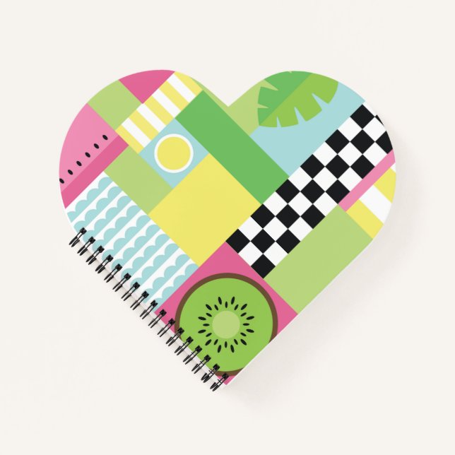 Cuaderno Mosaico amarillo verde rosa de la fruta de verano  (Anverso)