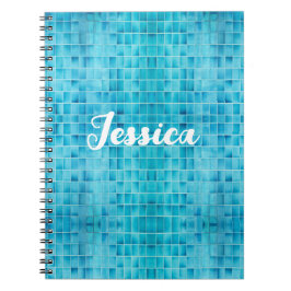 Cuaderno mosaico de azulejos de vidrio azul