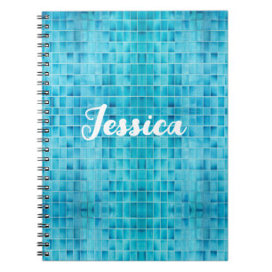 Cuaderno mosaico de azulejos de vidrio azul