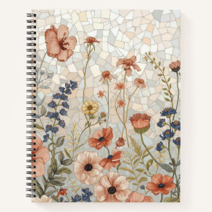 Cuaderno Mosaico de flores silvestres vidrio emplomado botá