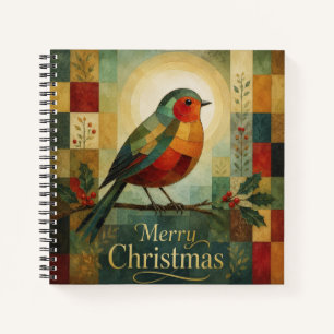 Cuaderno Mosaico de Navidad Robin Pájaro Acebo Baya 