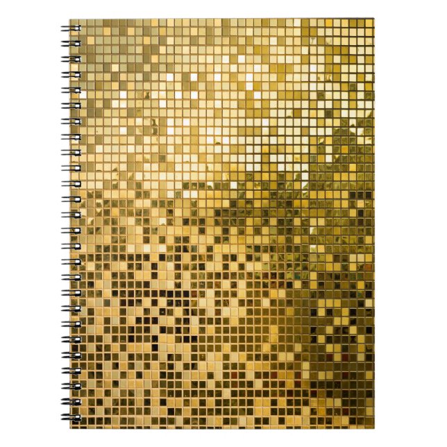 Cuaderno Mosaico de Oro: Textura de mosaicos cuadrados. (Frente)