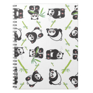 Cuaderno mosaico de panda lindo patrón azul