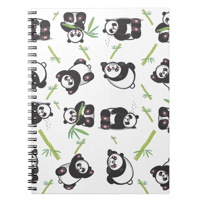 Cuaderno mosaico de panda lindo patrón azul (Frente)