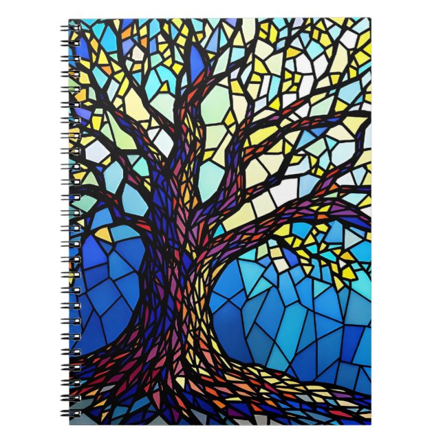 Cuaderno Mosaico de Vidrio Roto del Árbol de la Vida (Frente)