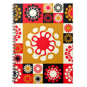 Cuaderno mosaico étnico de estilo asiático con flores estil