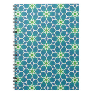 Cuaderno Mosaico floral de estampado floral verde azul verd
