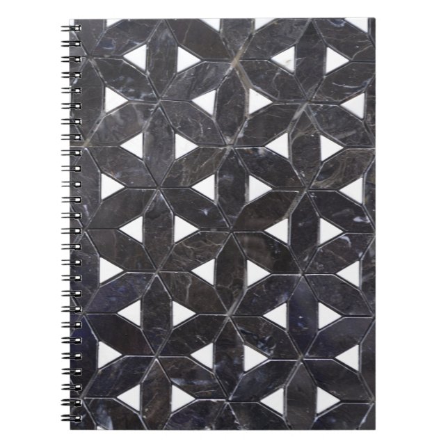 Cuaderno Mosaico gris de carbón vegetal | patrón de flor de (Frente)