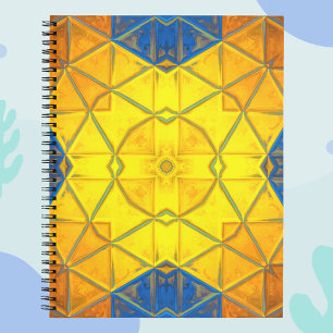 Cuaderno Mosaico Kaleidoscope cuadrado amarillo y azul