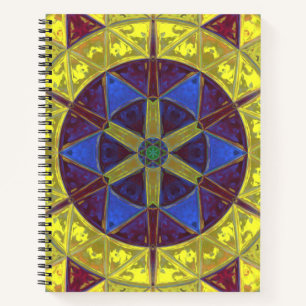 Cuaderno Mosaico Kaleidoscope Flor amarillo azul y Naranja