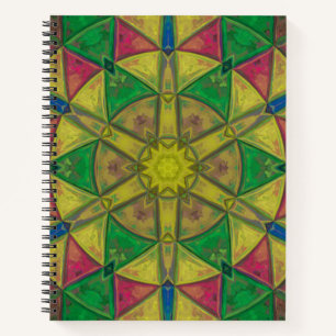 Cuaderno Mosaico Kaleidoscope Flor Amarillo Verde y Rojo