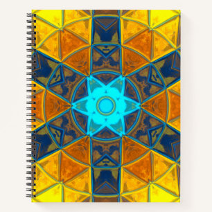 Cuaderno Mosaico Kaleidoscope Flor amarillo y azul