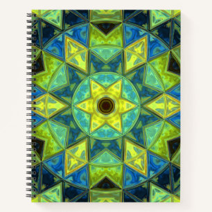 Cuaderno Mosaico Kaleidoscope Flor amarillo y azul