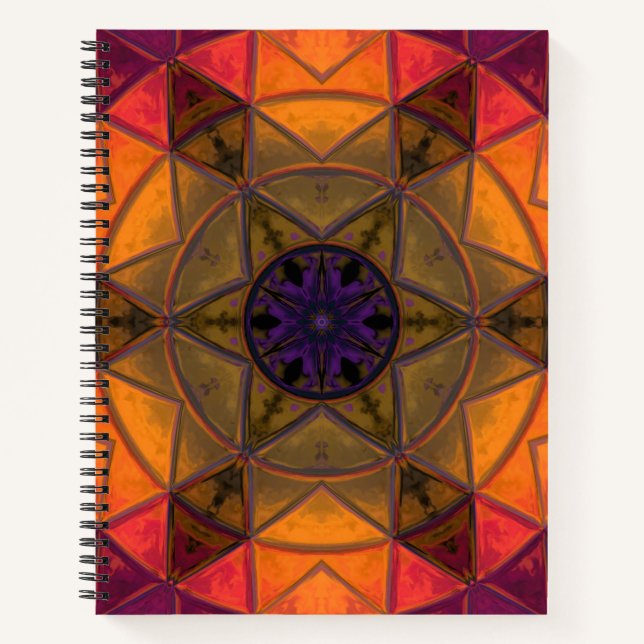 Cuaderno Mosaico Kaleidoscope Flor amarillo y morado (Anverso)